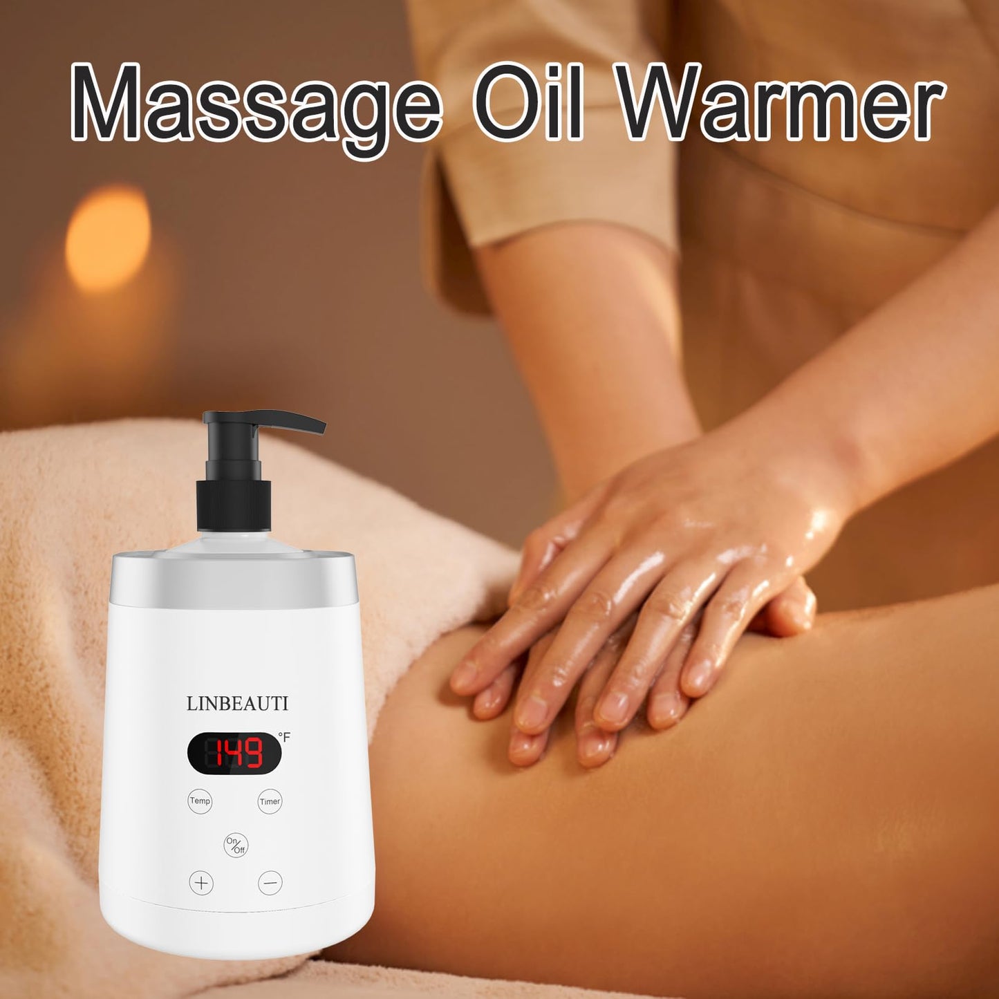 LINBEAUTI Massage Oil Warmer Bottle Professional Lotion Heater for SPA, Automatic Oil Warmer Heated Oil Lotion Cream for Salon, Barber Shops, Home, with Two Oil Bottle Dispenser (white)