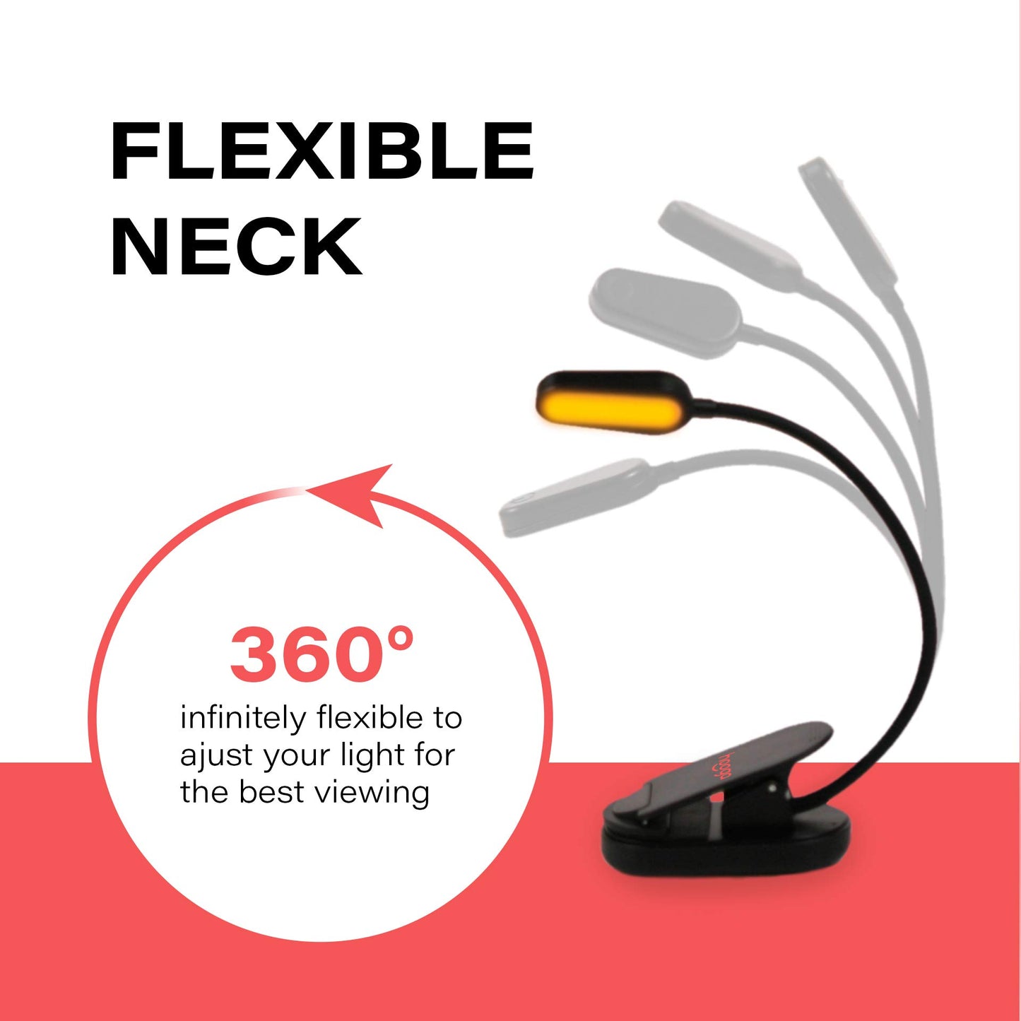 hooga Amber Book Light, Rechargeable Clip-On Blue Light Blocking LED Reading Light, 1600K Warm Eye Care for Bed, Students, Kids, Travel, Nursing, Studying