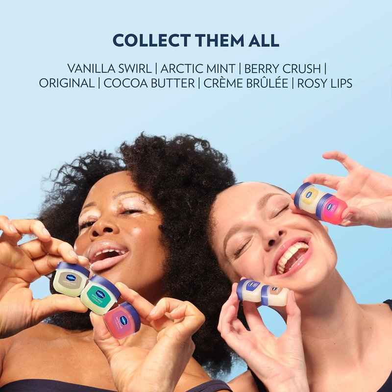 Vaseline Lip Therapy Original Mini Counter Display 2-Packs (12 Jars) – Bulk Lip Balm, Moisturizer for Soft, Smooth & Glossy Lips, 0.25 Oz Ea