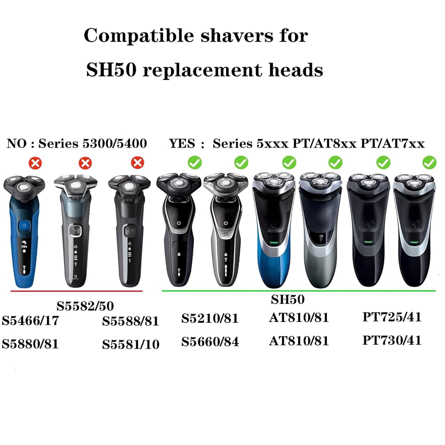 Replacement Blade Heads for Philips Norelco Series 5000 Shavers - 6 Pack for AquaTouch & PowerTouch Models