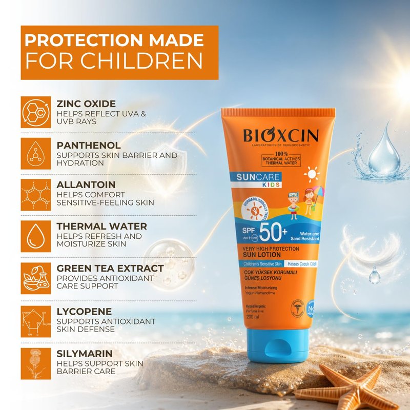 BIOXCIN Sun Care Very High Protection Children's Sunscreen 100% Botanical Active, 50 SPF, 200 ml
