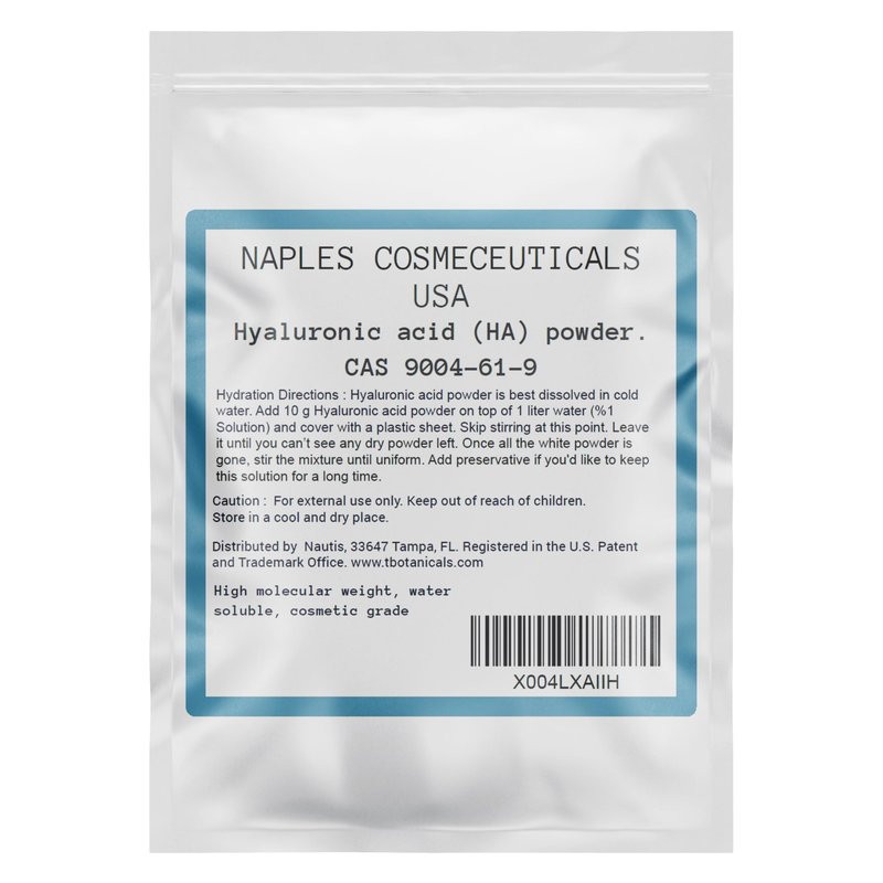 Hyaluronic Acid Powder Pure High Molecular Weight Cosmetic Grade Water Soluble Sodium Hyaluronate for Skin Face Cosmetic Applications Make Your Own Serum