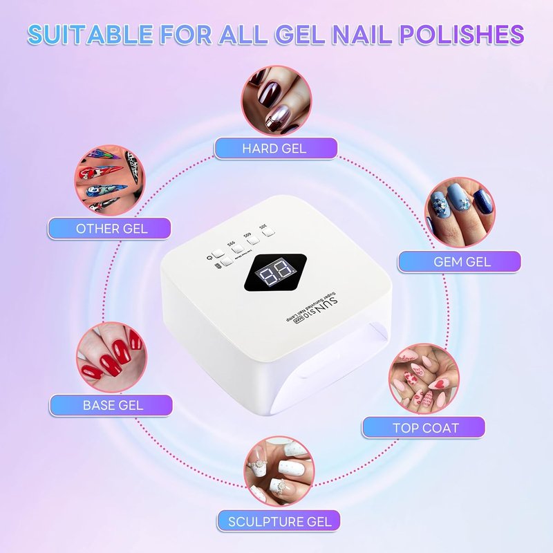 Cordless Nail Lamp - 120W Rechargeable UV LED Nail Dryer with 3 Timer Modes | Portable for Salon & Home Use, Lasts 4-5 Hours