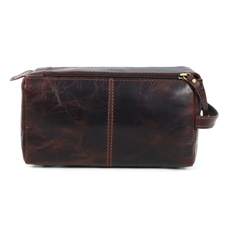 leather castle Toiletry Bag | Leather Dopp Kit for Men & Women – Water-Resistant, Durable & Stylish – Travel Organizer with Multiple Compartments | Grooming Essentials, Shaving & Makeup Pouch (Brown)