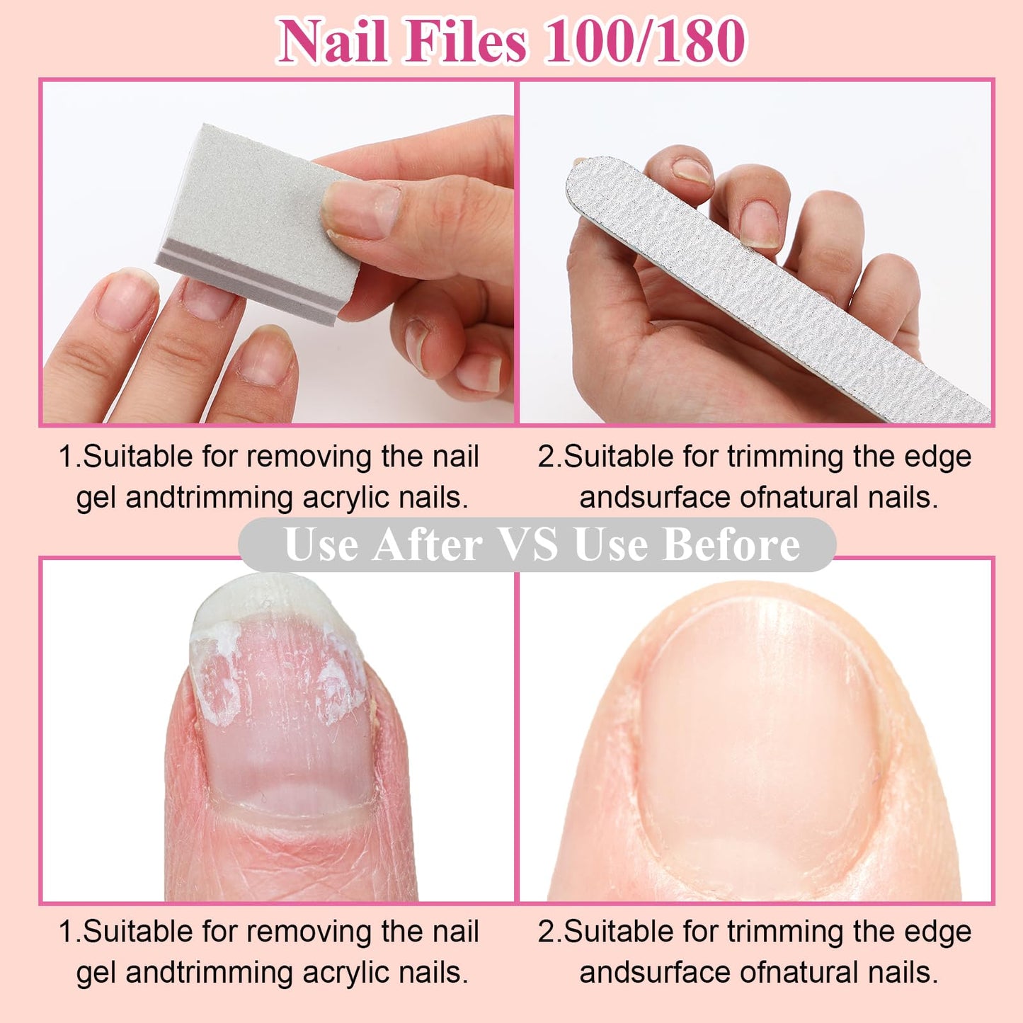 Lasnten 6 Manicure Set 12 in 1 Nail Pedicure Care Kit, 100/180 Nail Files, Buffer Blocks, Cuticle Remover Nippers Trimmer, Clippers, Cuticle Pusher Tools Prep Kit for Women Spa Party Supplies Favors