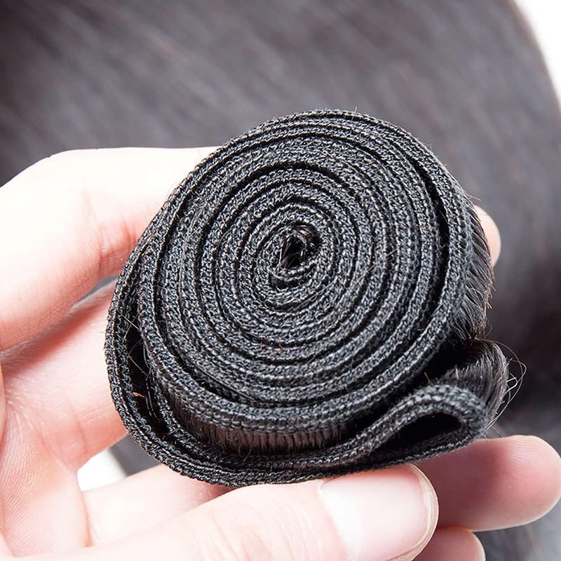 Straight Human Hair Bundles 24 Inch Straight Single Bundle #1B Natural Black Human Hair Unprocessed Native Virgin Hair 100g Total Double Weft Weave Crochet Human Hair Extensions for Women