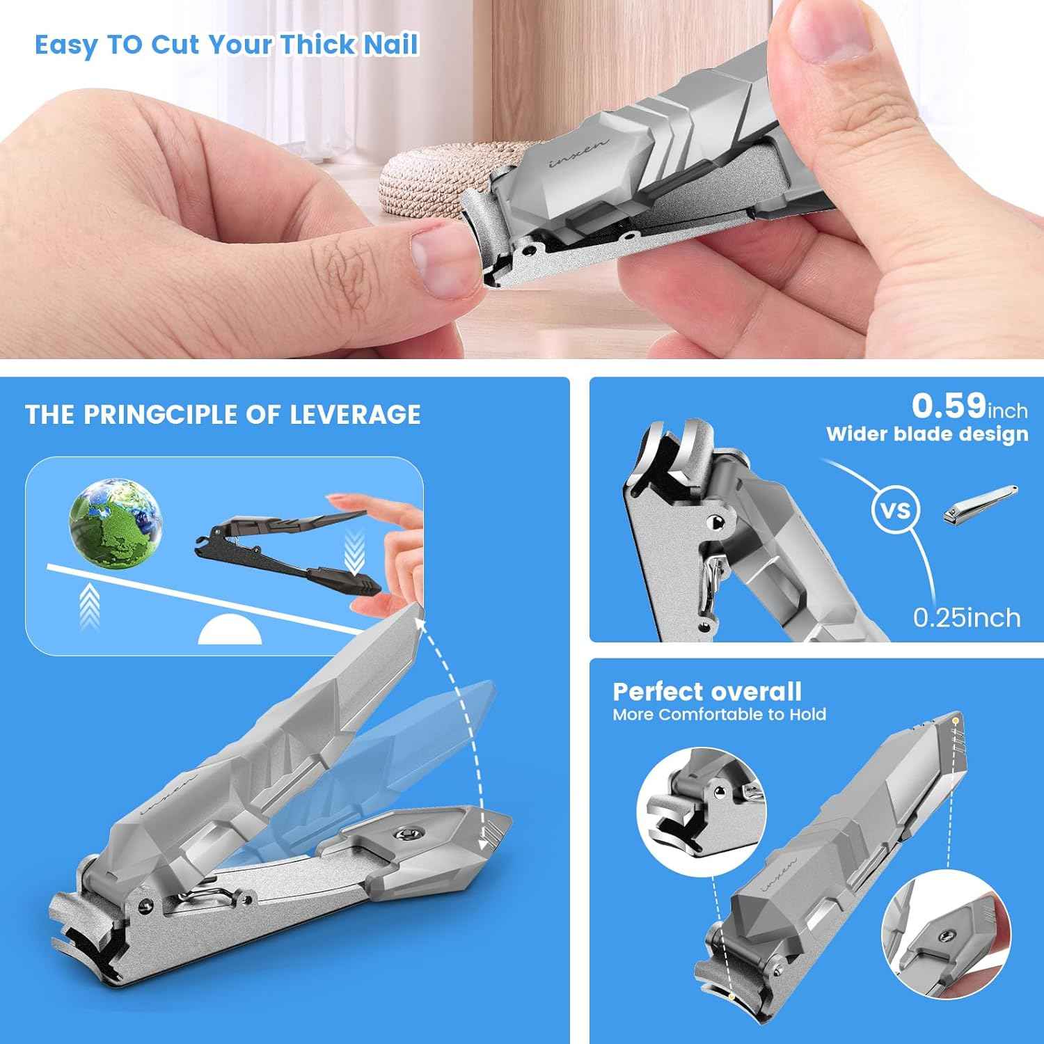 Heavy Duty Toenail Clippers for Thick Nails | Ergonomic Angled Nail Cutter for Seniors & Adults