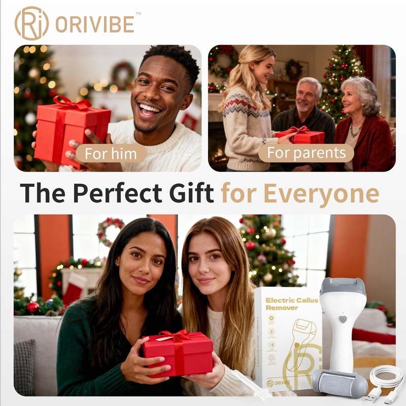 Orivibe Electric Foot Callus Remover for Feet - Rechargeable Pedicure Tools, 2-Speed Electric Foot File with Washable Rollers, Instant Dead Skin Remover & Foot Care Gift for Women and Men