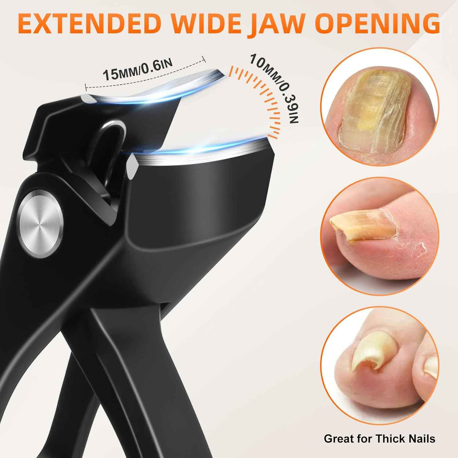 Heavy-Duty Toenail Clippers Set for Thick Nails - Angled Head & Wide Jaw for Seniors