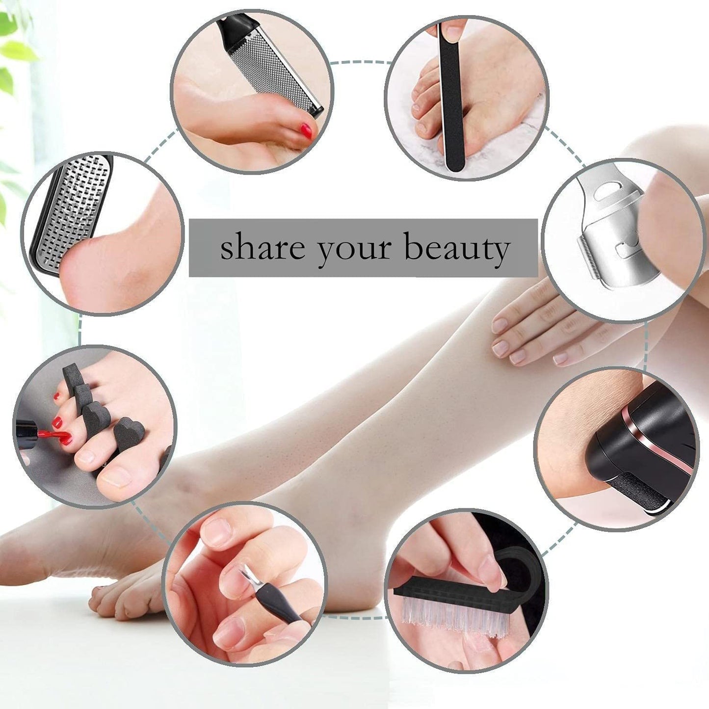 Electric Foot Callus Remover with 3 Roller Heads 2 Speed Rechargeable,Professional Pedicure Pedicure Kit Waterproof Foot Scrubber File,Pedicure Tools,Foot Care for Dead Hard Cracked Dry Skin
