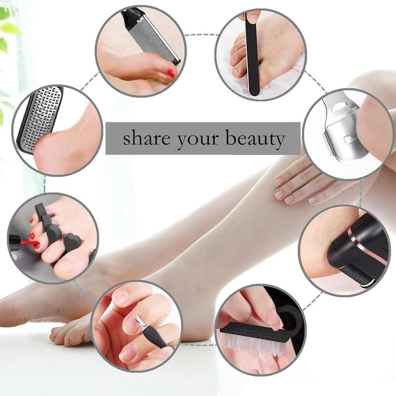 Electric Foot Callus Remover with 3 Roller Heads 2 Speed Rechargeable,Professional Pedicure Pedicure Kit Waterproof Foot Scrubber File,Pedicure Tools,Foot Care for Dead Hard Cracked Dry Skin