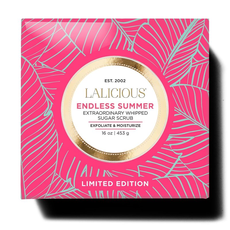LALICIOUS Endless Summer Exfoliating & Moisturizing Body Scrub | Sugar & Coconut Oil | Pre-Shave Scrub for Ingrown Hairs & Razor Bumps | Gently Buffs & Smooths Sensitive Skin | No Parabens Large 16oz