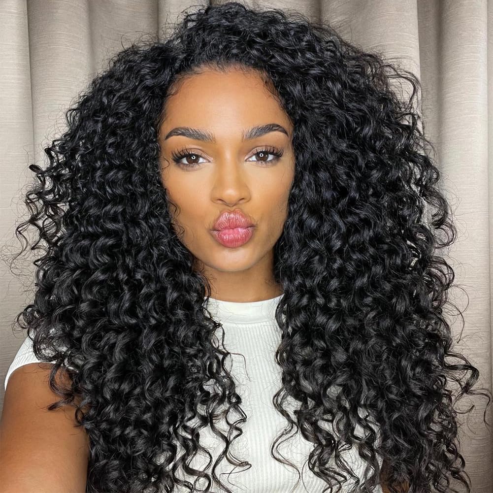 Curly Crochet Hair 14 Inch GoGo Curl Crochet Hair for Women Short Beach Curl Crochet Braids for Women 7 Packs Deep Curly Braiding Hair for Boho Braids (14 Inch, 1B)