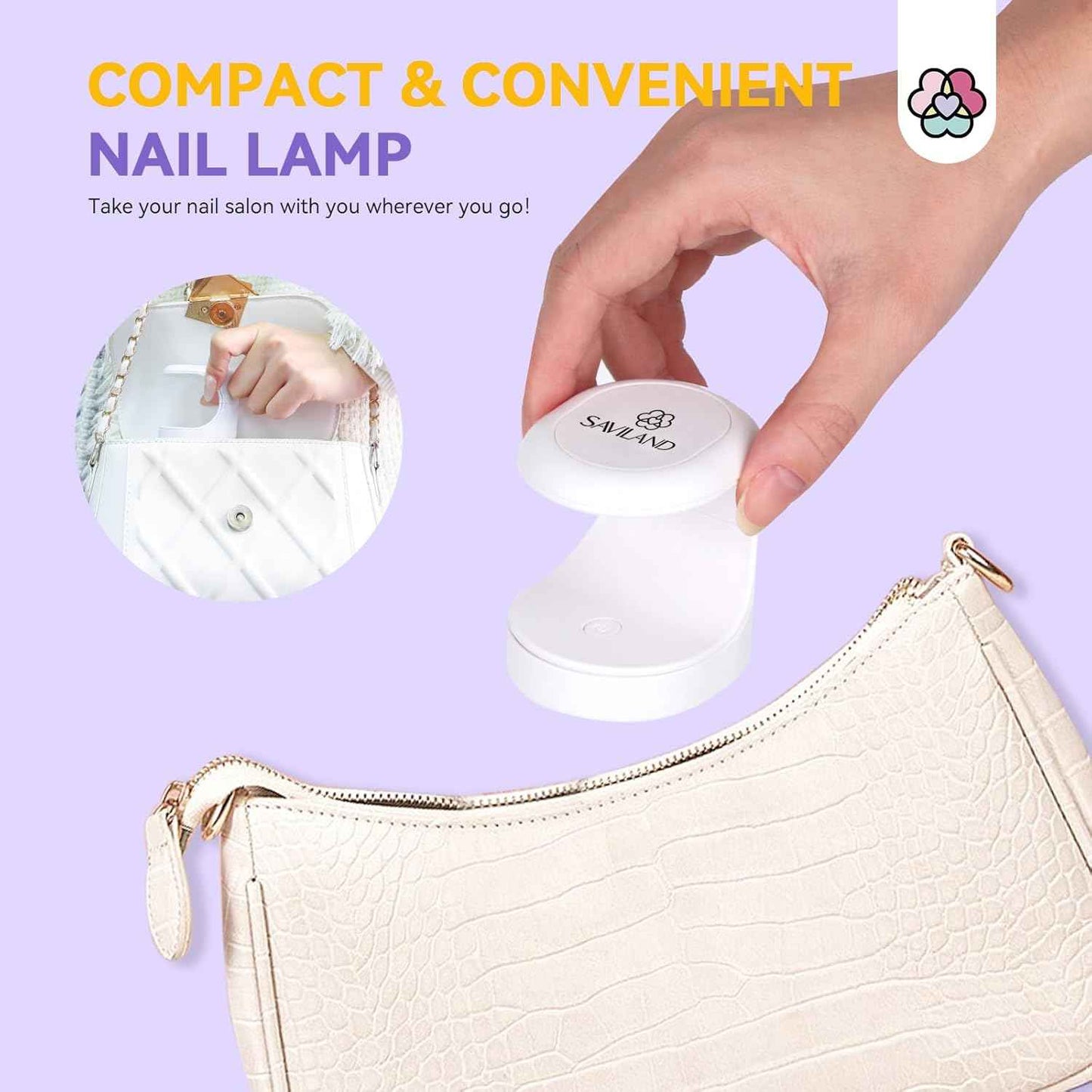 16W Saviland Mini Nail Lamp - Portable UV Light for Quick-Dry Gel Nail Extensions
