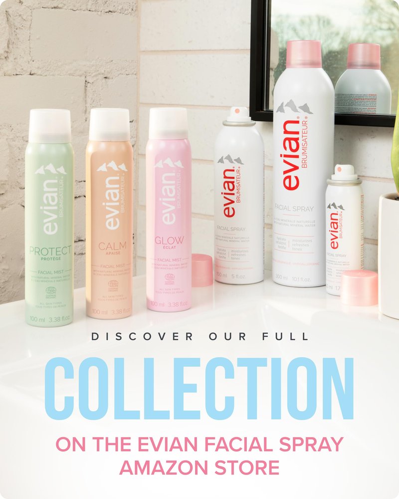 Evian Calm Facial Mist | Hydrating Mineral Water Face Spray with Aloe & Jasmine | Calming Toner Mist for Sensitive Skin | Travel Facial Spray to Hydrate, Refresh, & Calm Skin Anytime
