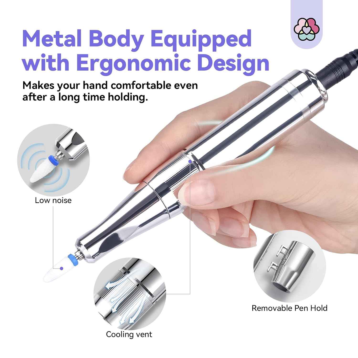Professional Electric Nail Drill Kit with Cuticle Oil & Vitamin E for Salon Quality Nails