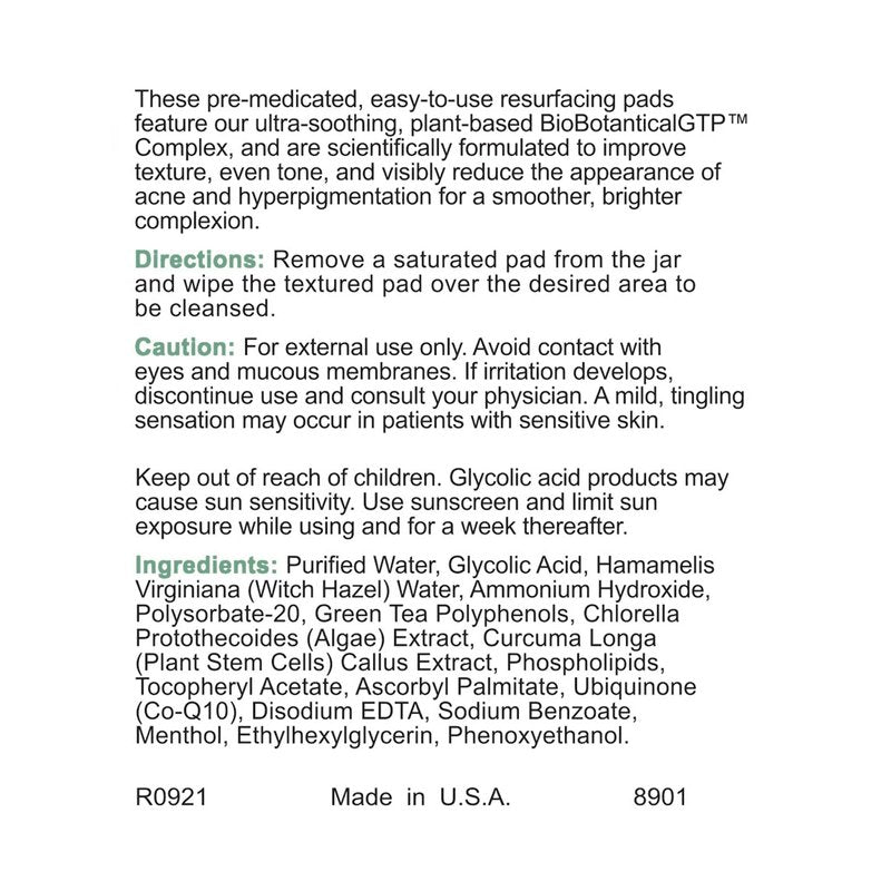 Replenix Glycolic Acid 10% Resurfacing Skin Peel, Medical-Grade Facial Peeling Pads for Discoloration & Acne (60 ct.)