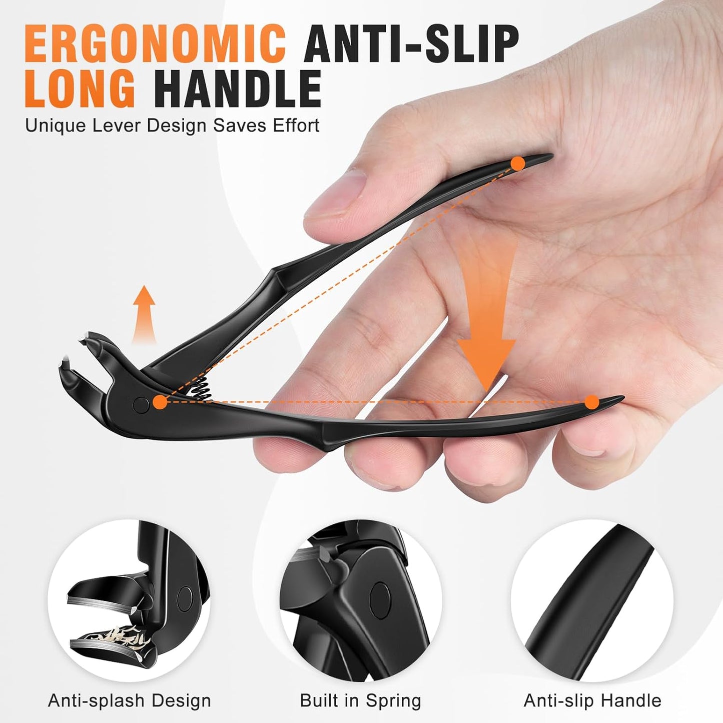 Long Handled Toenail Clippers for Seniors - Angled Head, Wide Jaw for Thick Nails