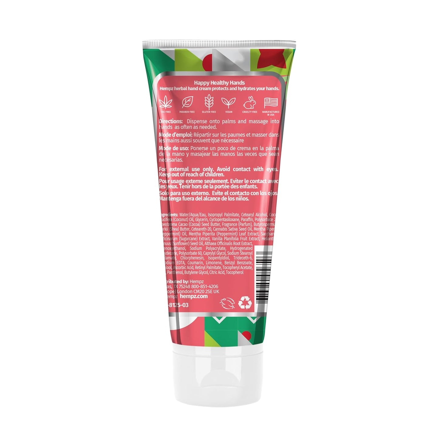 Crushed Peppermint Hand Cream - Hydrating Travel Size, 3 oz (Pack of 2) - Perfect Holiday Gift for Men & Women
