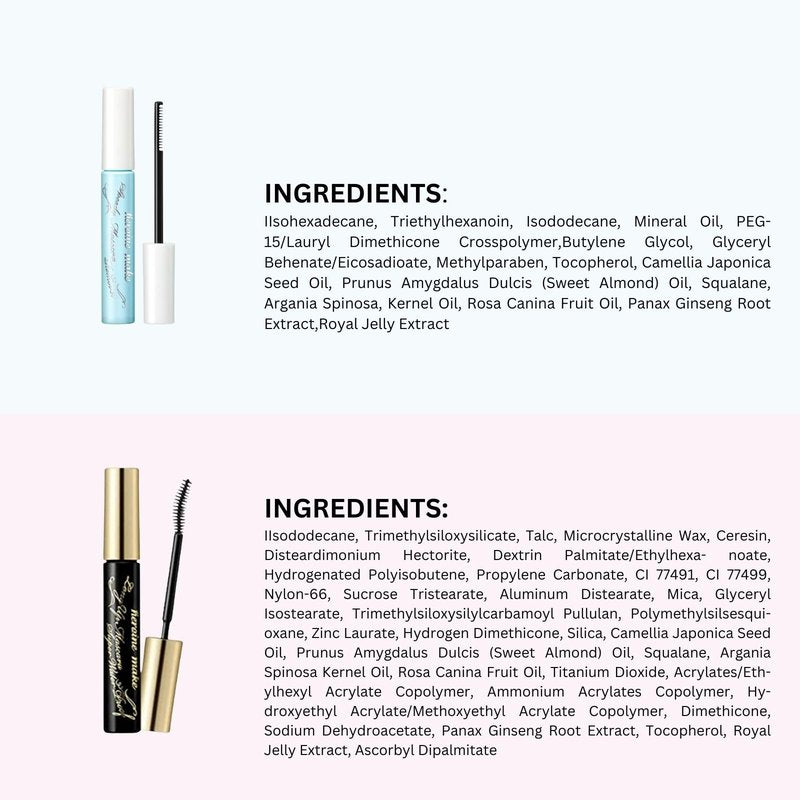 Heroine Make by KissMe Long & Curl Mascara + Eye Makeup Remover | Waterproof & Gentle Makeup Remover Liquid | Black Mascara with Volumizing, Curling Formula | Japanese Makeup
