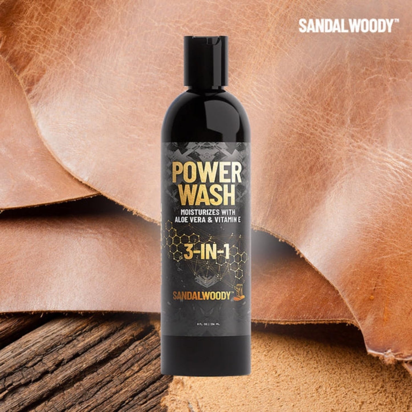 Derm Dude 3-in-1 Body Wash for Men - Hydrating Shower Gel with Aloe Vera & Vitamin E | 8oz SandalWoody Scent