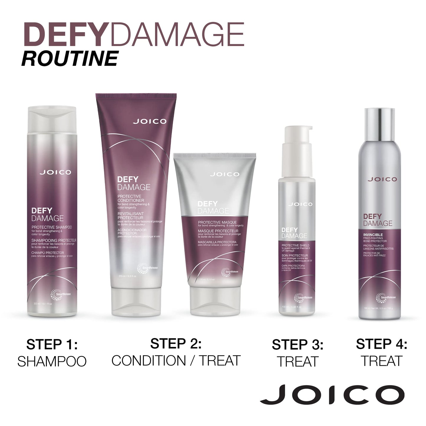 Joico Defy Damage Protective Shampoo & Conditioner Set | Preserve Hair Color | For Bond Strengthening & Color Longevity