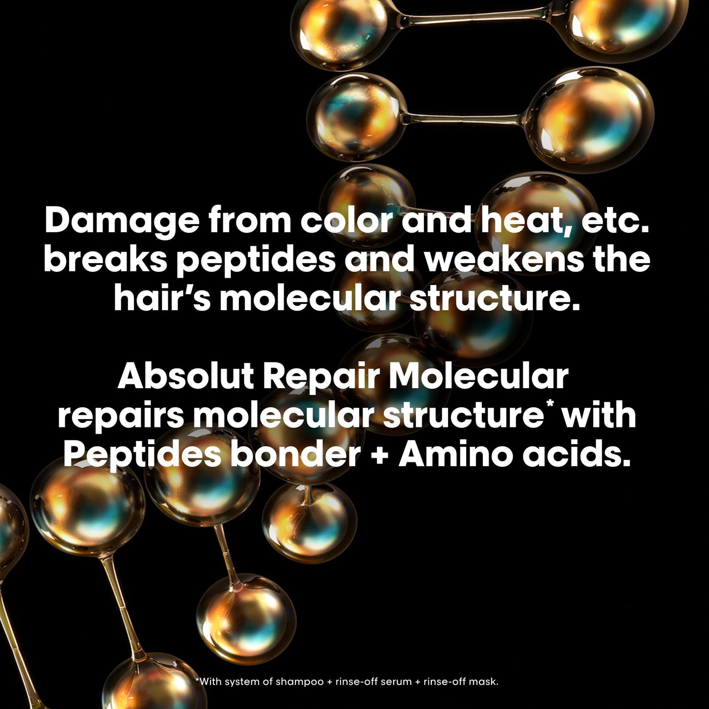 L'Oréal Professionnel Paris Absolut Repair Molecular Hair Care Set - Sulfate-Free Shampoo, Rinse-Off Serum & Leave-In Mask For Extremely Dry Damaged Hair, With Peptide Bonder & Amino Acids