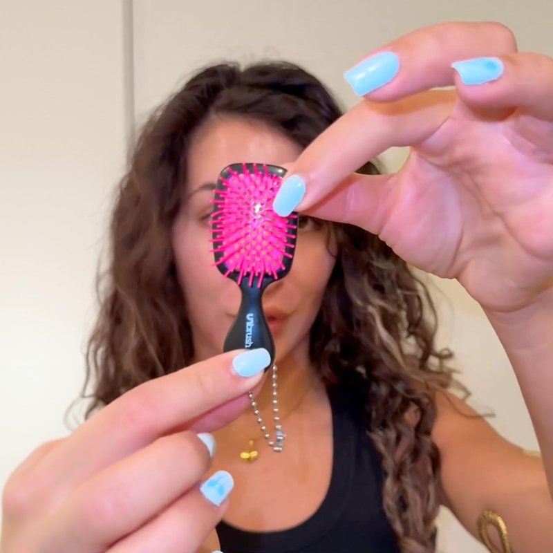 FHI Heat UNbrush Keychain Super Mini Hair Brush — Collectible Miniature Charm for Bags and Keys — Accessory for Beauty Lovers - (Cherry Blossom)