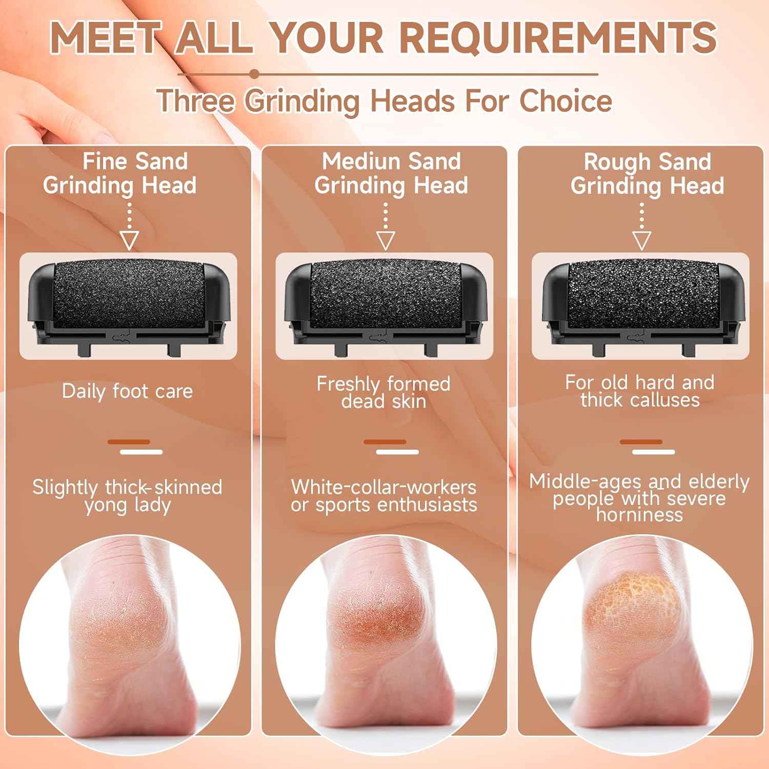 Rechargeable Electric Callus Remover for Feet - Waterproof Pedicure Tool for Hard Skin