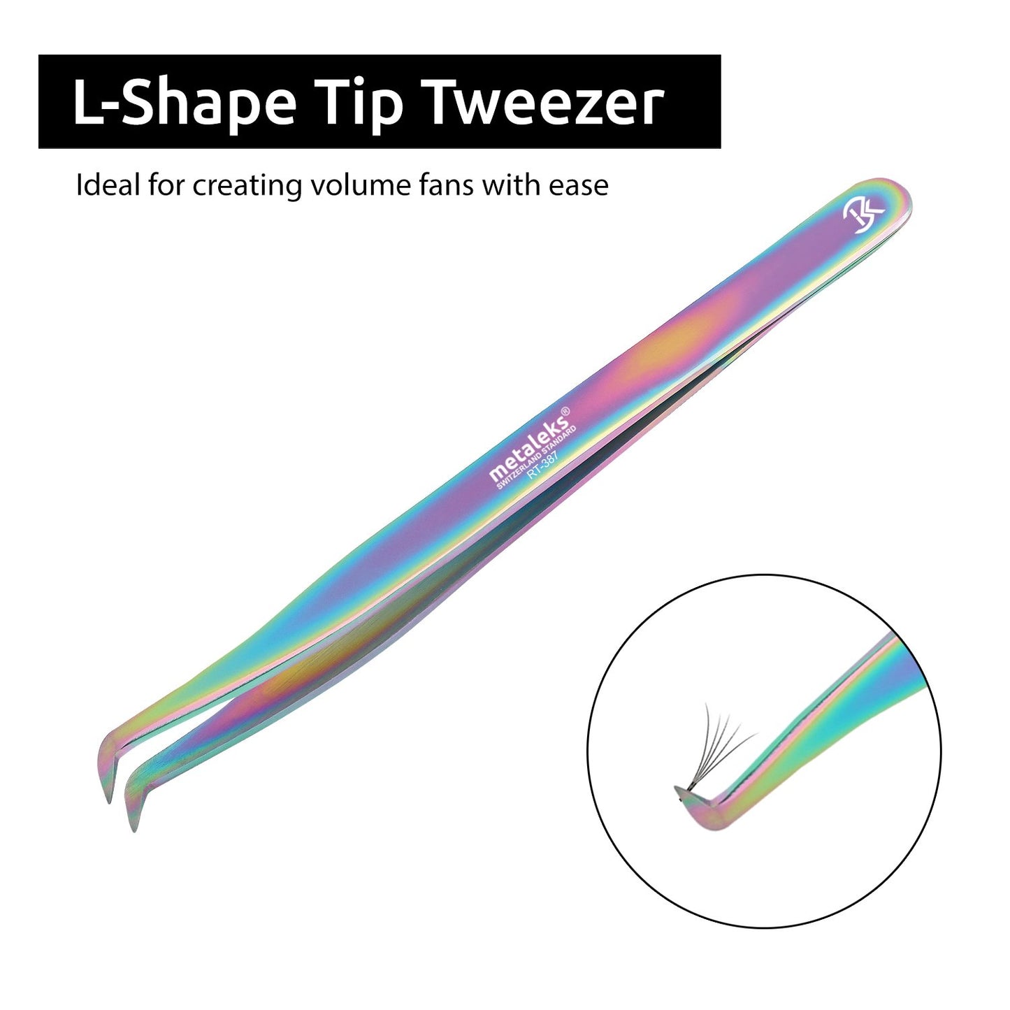 3 Pcs Russian Volume Japanese Stainless Steel Tweezers for Eyelash Extension (Multi Titanium Coated.)