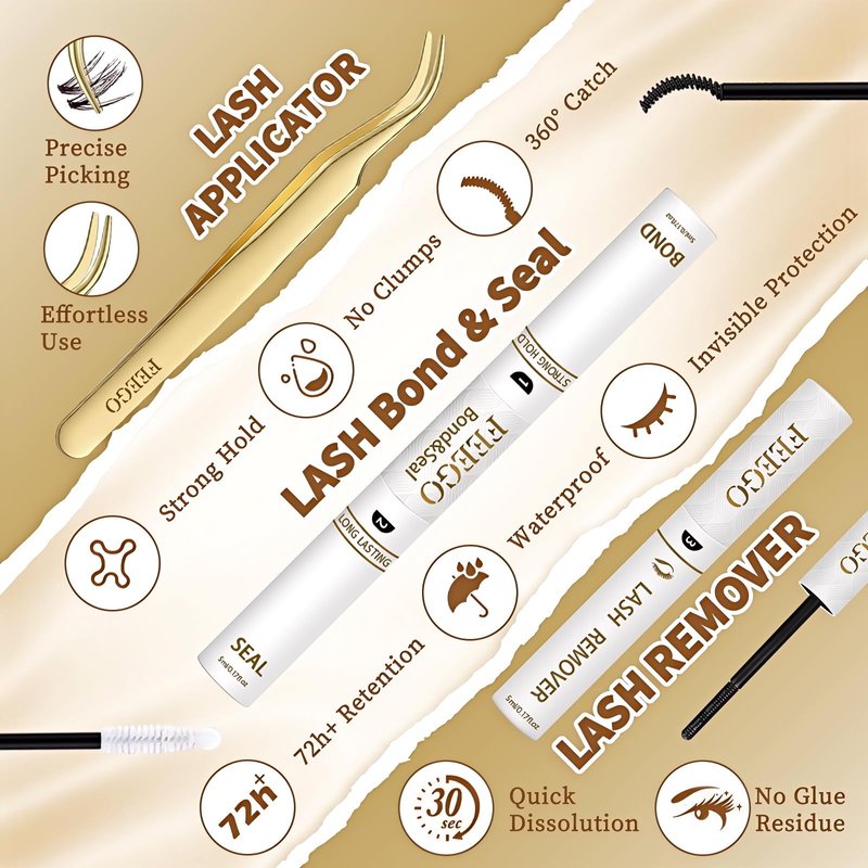 FEEGO Natural Lash Extension Kit 168Pcs Lash Clusters Kit Wispy Eyelash Extensions Individual Lashes Extensions with Bond and Seal Lash Glue and Eyelash Extension Tweezers DIY (MAGIC GIRL KIT - B)