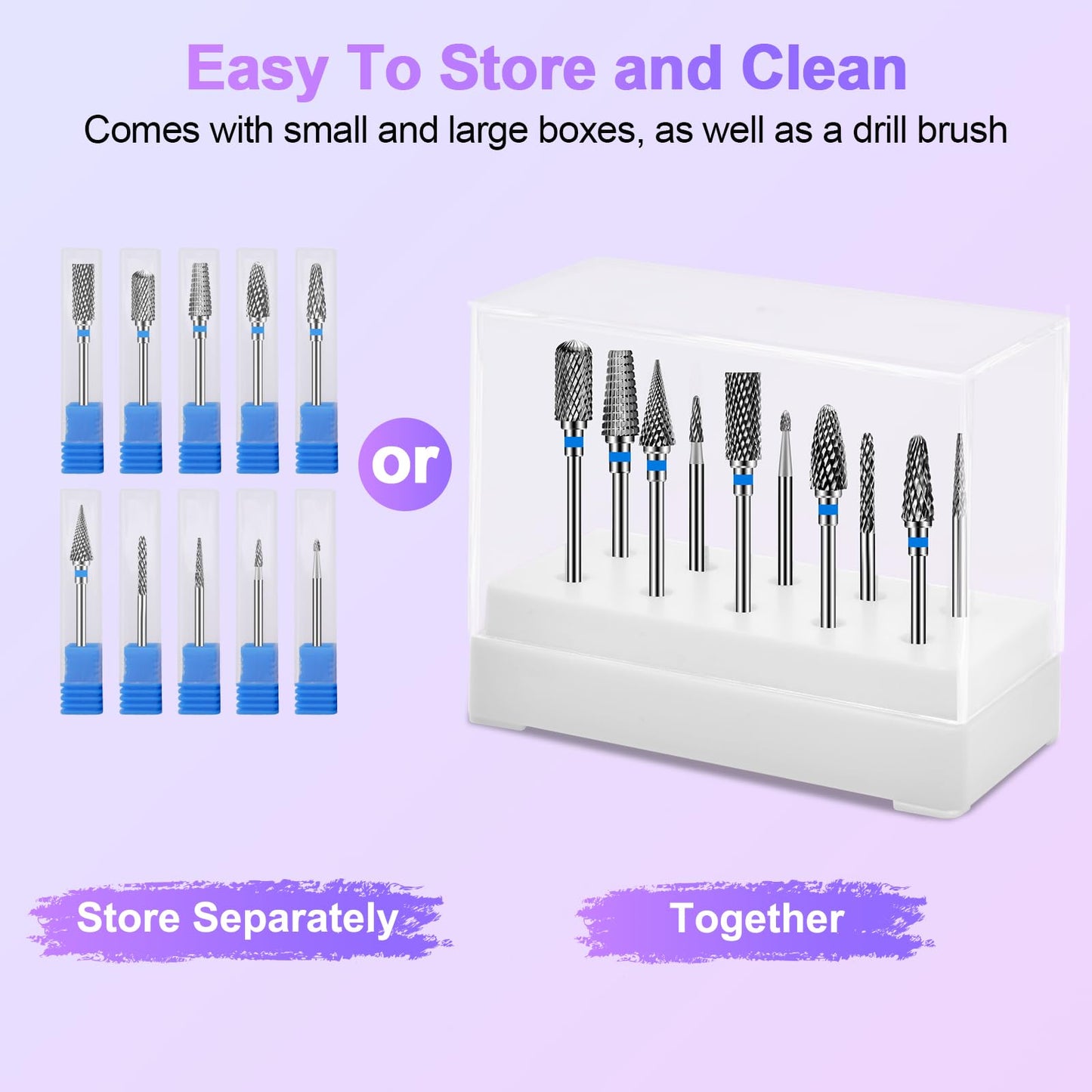Diesisa 10PCS Nail Drill Bits Set - Tungsten Carbide Nail Bits for Acrylic Nails - 3/32" Shank Drill Bits Professional Electric Nail Bits For Nail Drill - Removal Bit Nail Drill for Home Salon-Blue