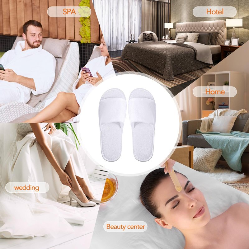 Geyoga 24 Pairs Spa Disposable Slippers Open Toe Non Slip Slippers for Women Men Guests Hotels Home Party Housewarming(White)