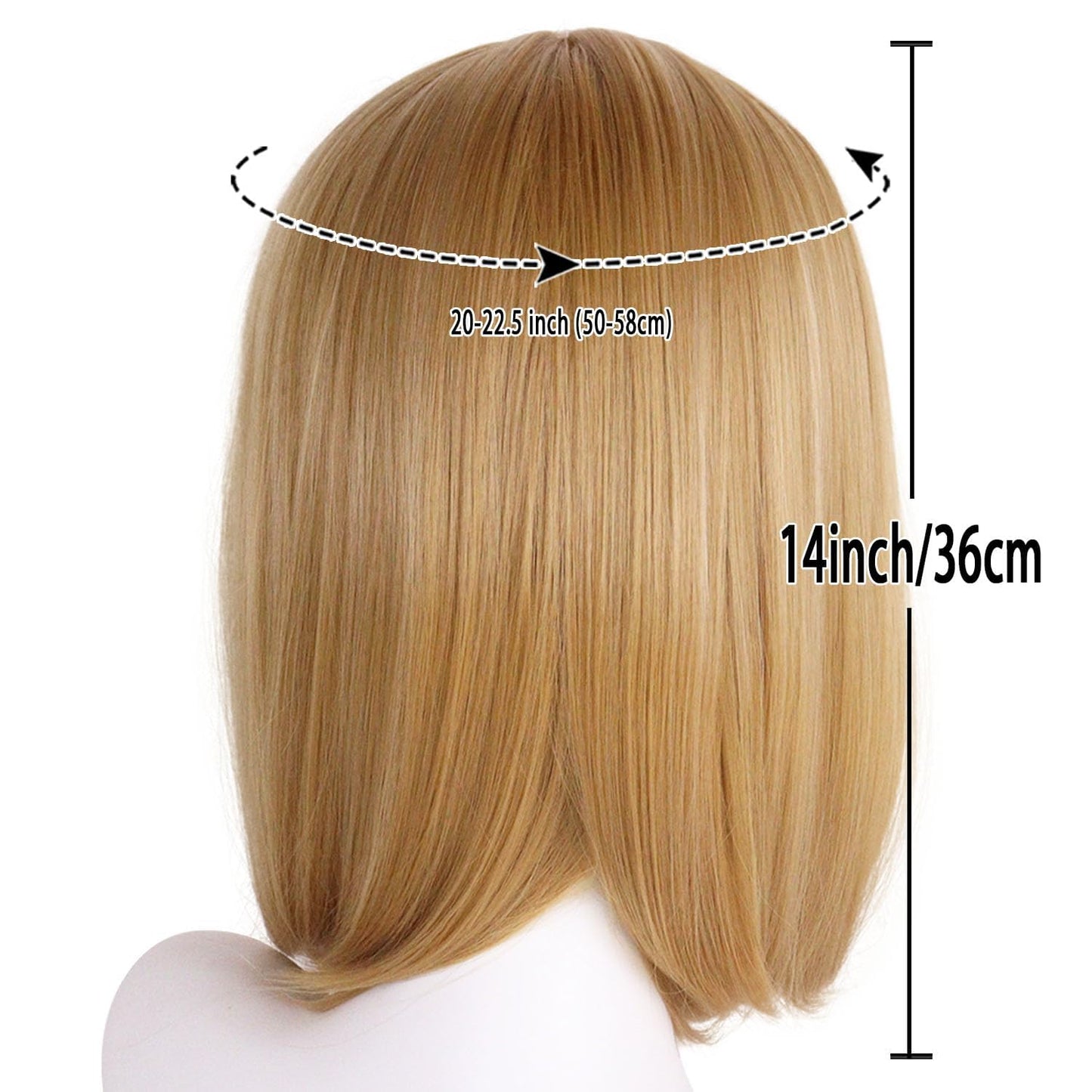 Strawberry Blonde Wig With Bangs Straight Bob Wigs For Women Highlights