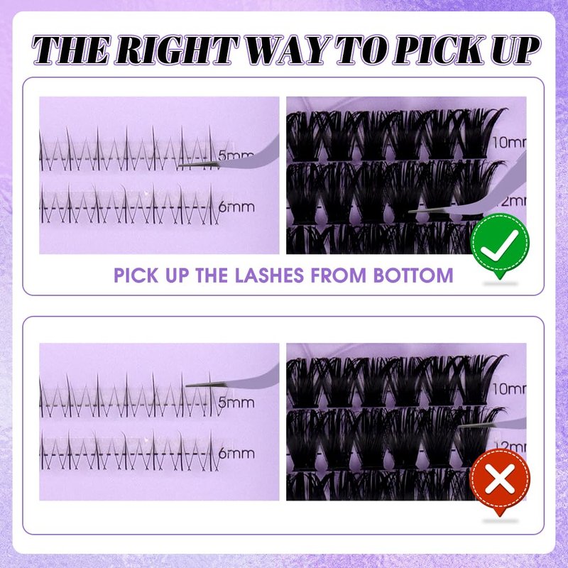 WENDY LASHES 50D Natural Lash Clusters with Bottom lashes 249PCS Individual Eyelash Extensions Reusable False Eyelashes Mix 10-16mm D-Curly Lash Extension at Home