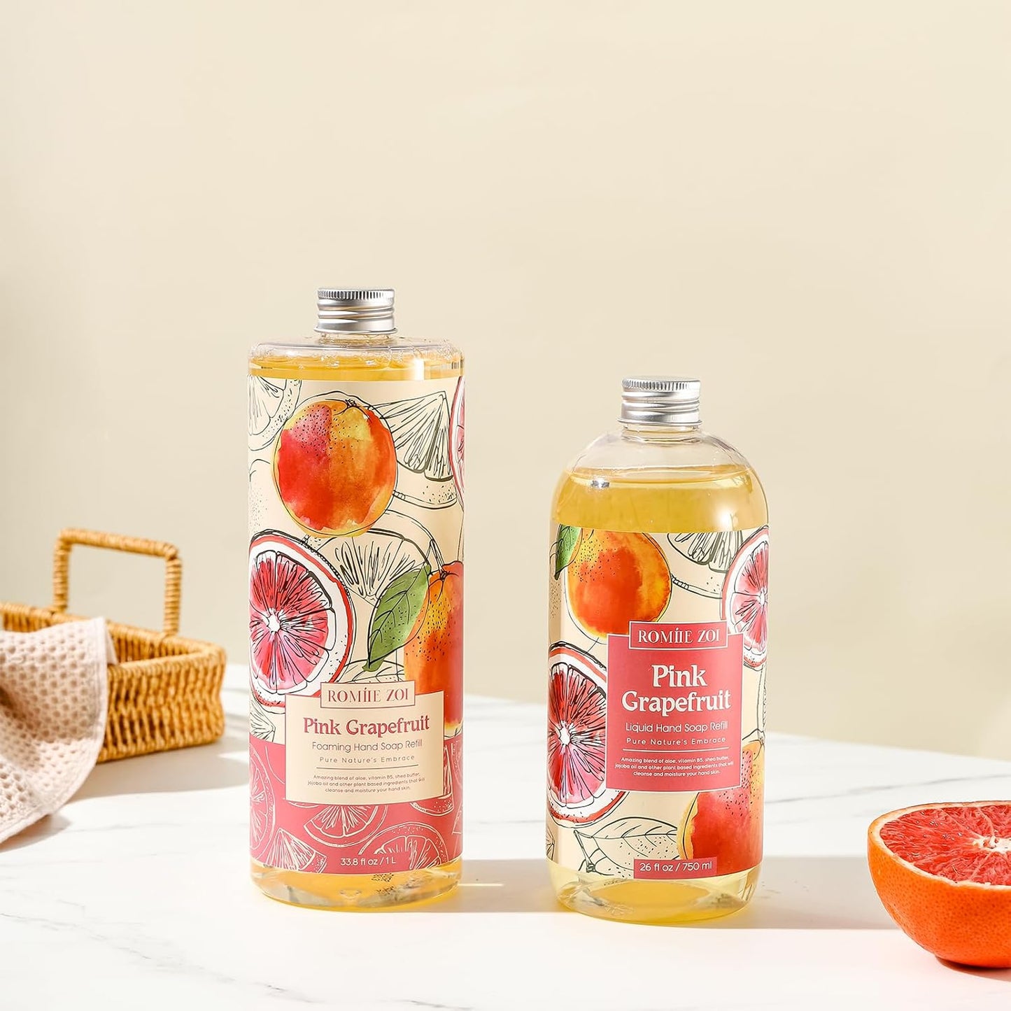 Tomato Vine Foaming Hand Soap Refill Set – 3 Pack (33.8 Fl Oz Each) – Chemical-Free & Moisturizing with Refillable Dispenser for Kitchen & Bathroom