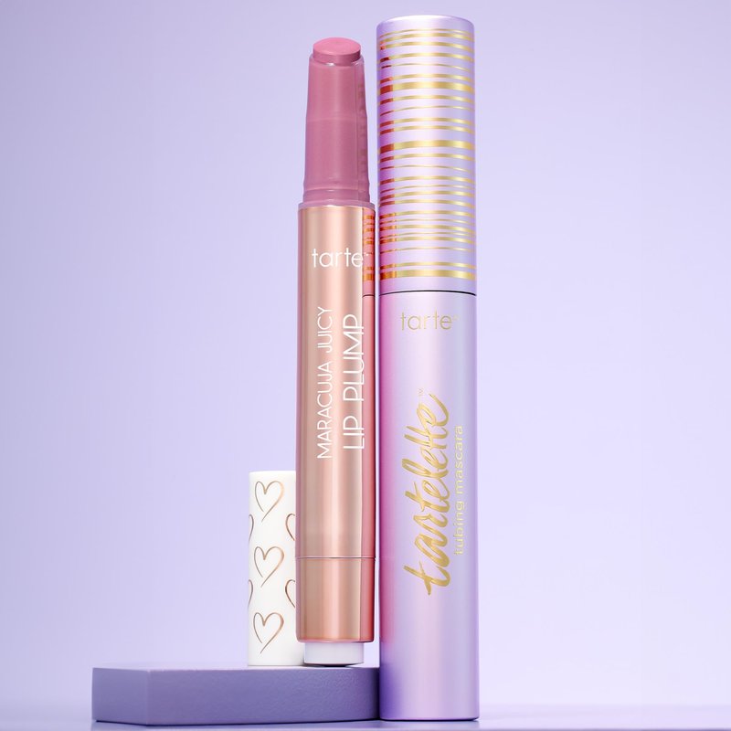 tarte power couple lip & lash duo - Lash Extensions in a Tube for Volume, Length & Easy to Remove with Hydrating & Nourishing Lip Balm, Vegan & Cruelty-Free, full size, black & dragon fruit