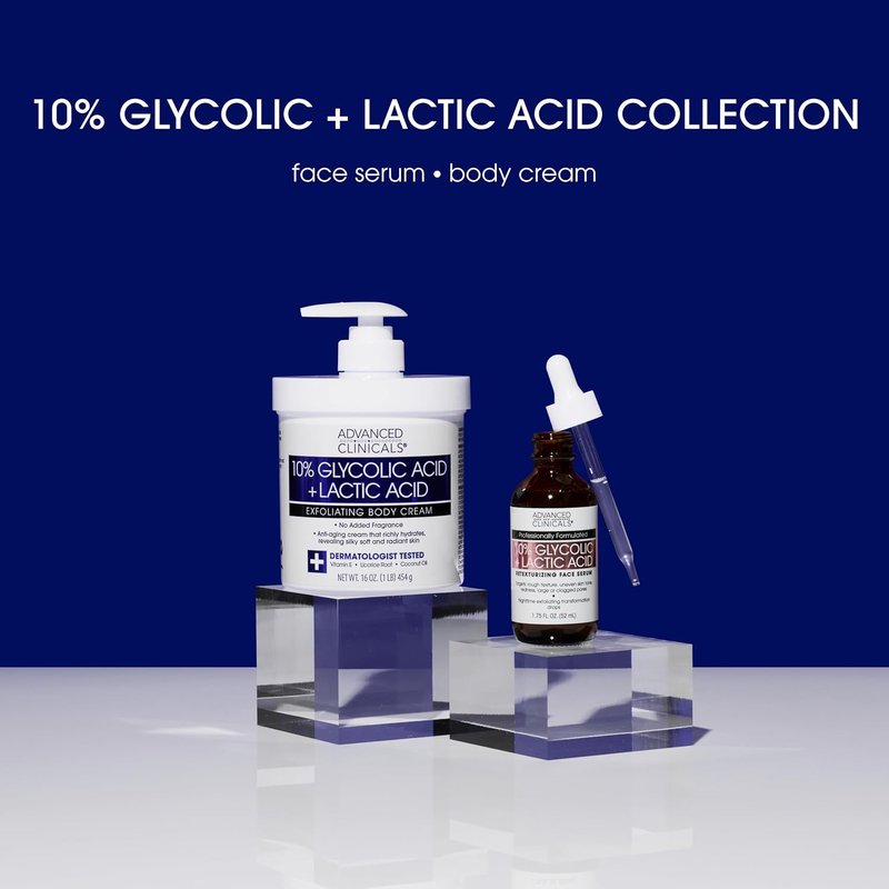 10% Glycolic Acid & Lactic Acid Lotion - Exfoliating Moisturizer with Hyaluronic Acid | 2-Pack for Smooth, Even Skin Texture