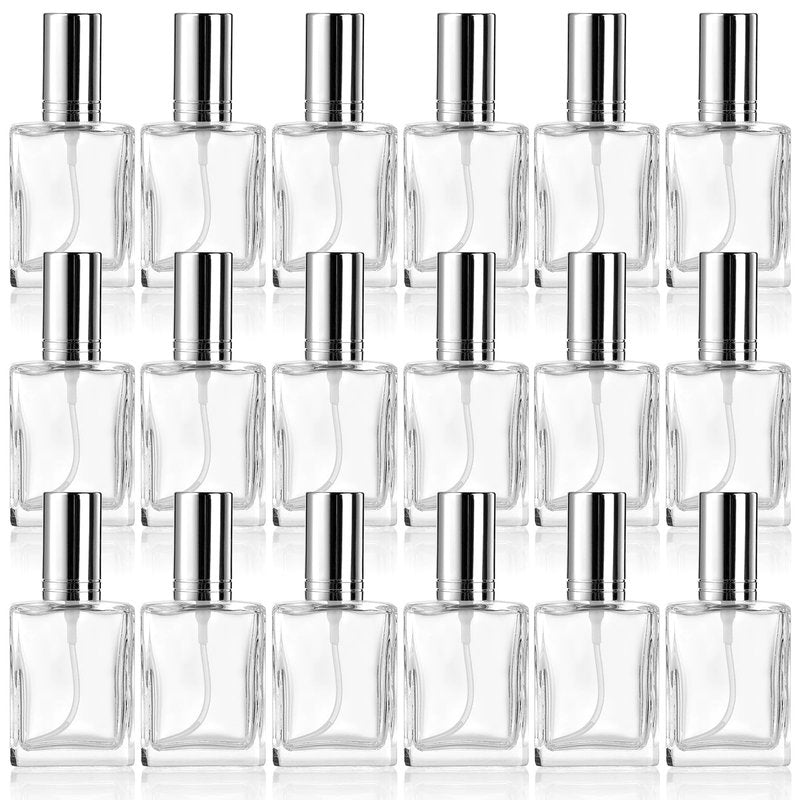 Foraineam 18 Pack Clear Glass Fine Mist Atomizer Spray Bottles, 15ml Refillable Mini Perfume Bottle, Empty Glass Perfume Atomizer Bottle Fragrance Bottles with Droppers and Funnels