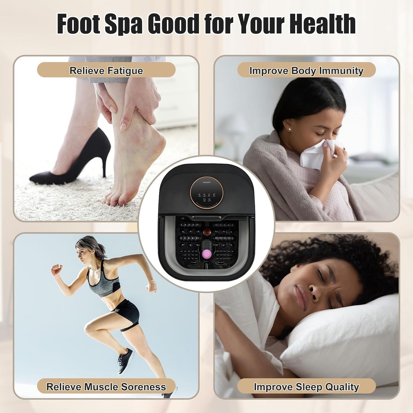 Foot Spa Bath Massager - Heated Bubble Massage with Remote Control | Touchscreen & Pumice Stone for Ultimate Relaxation