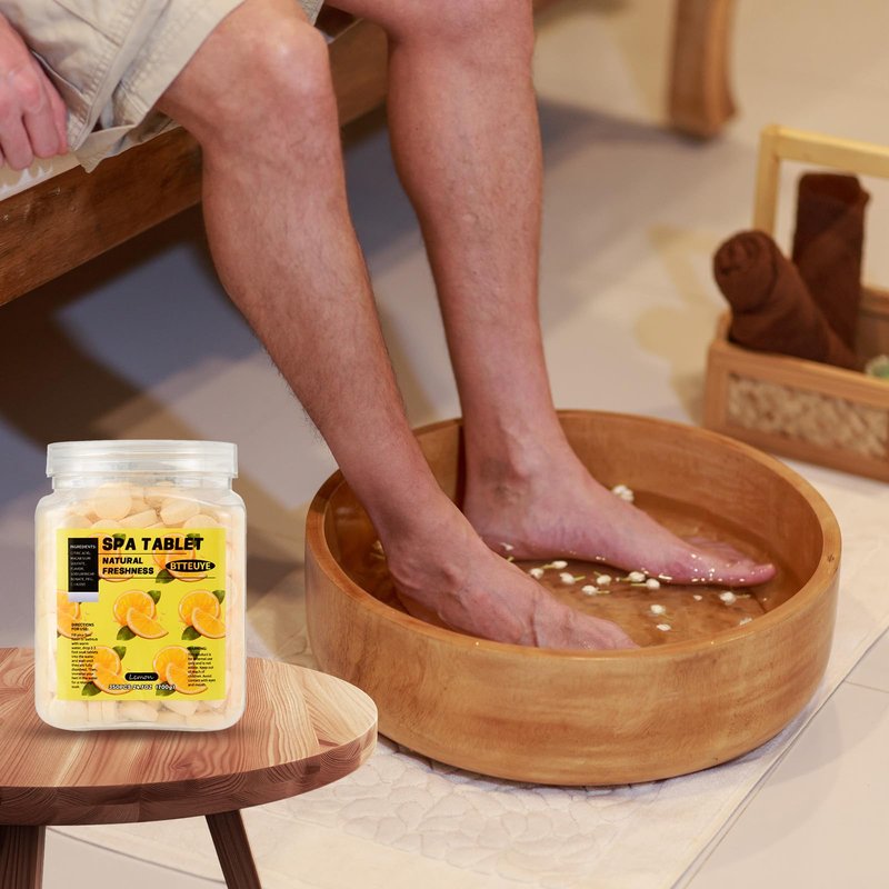 BTTEUYE Foot Spa Soak Tablets for Calluses,Foot Pedicure Soak,Natural & Refreshing,Relieve Fatigue,Soothe & Protect Feet,Lemon Scent,350-Count