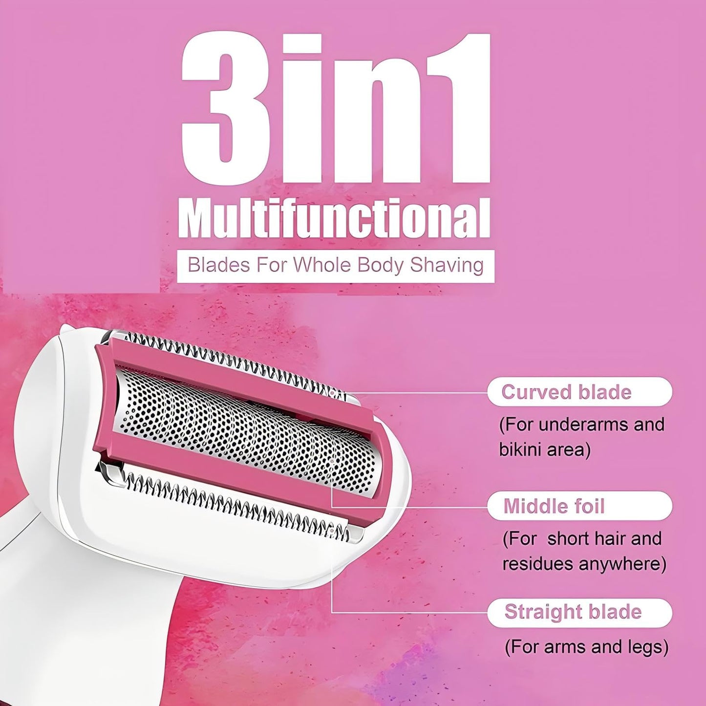 Generic Electric Shaver for Women, Wet and Dry Rechargeable Cordless Razor, Hypoallergenic with Pop-Up Trimmer for Legs, Underarms, Bikini Area