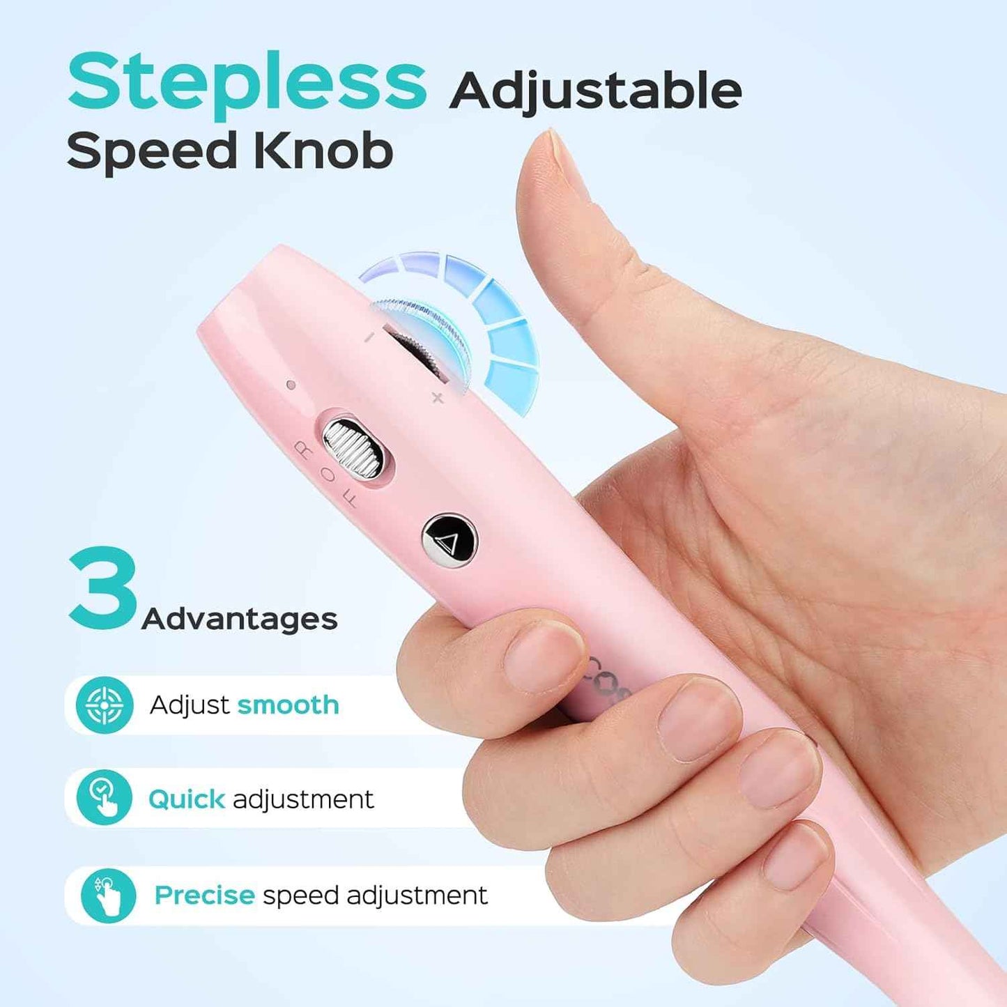 COSLUS Cordless Nail Drill Kit - Professional Electric File for Acrylic & Gel Nails, Portable with Adjustable Speed - Pink