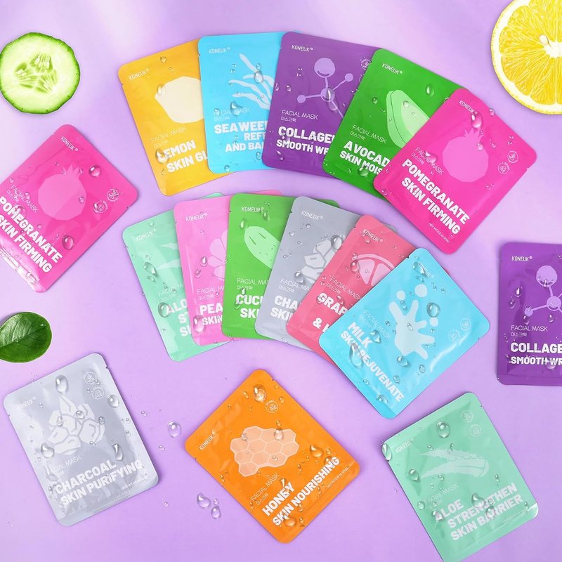 Hydrating Face Masks - 24 Pack Collagen Sheet Masks for Soothing & Moisturizing | All Skin Types, Spa Gift Set
