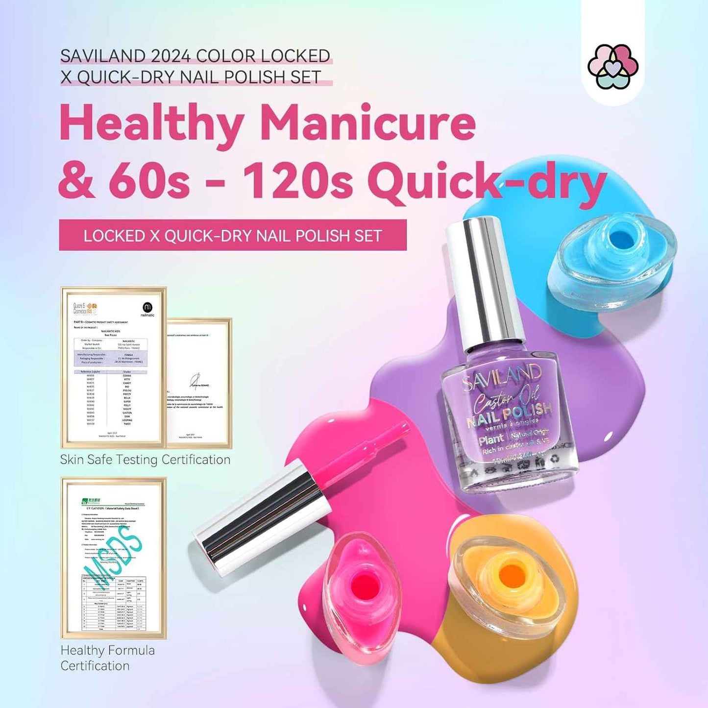 12 Neon Bright Nail Polish Kit with 2-in-1 Base & Top Coat for Nail Art