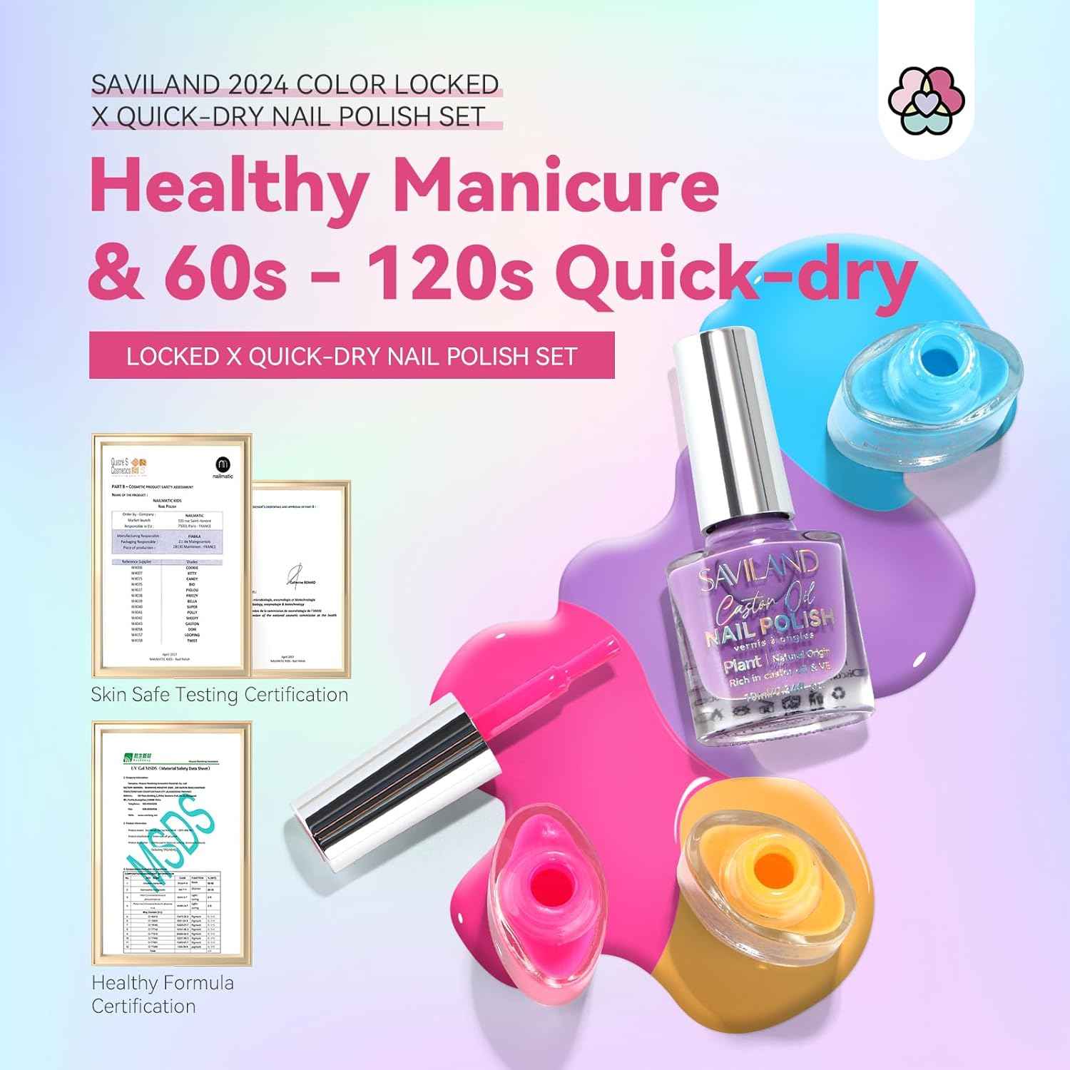 12 Neon Bright Nail Polish Kit with 2-in-1 Base & Top Coat for Nail Art