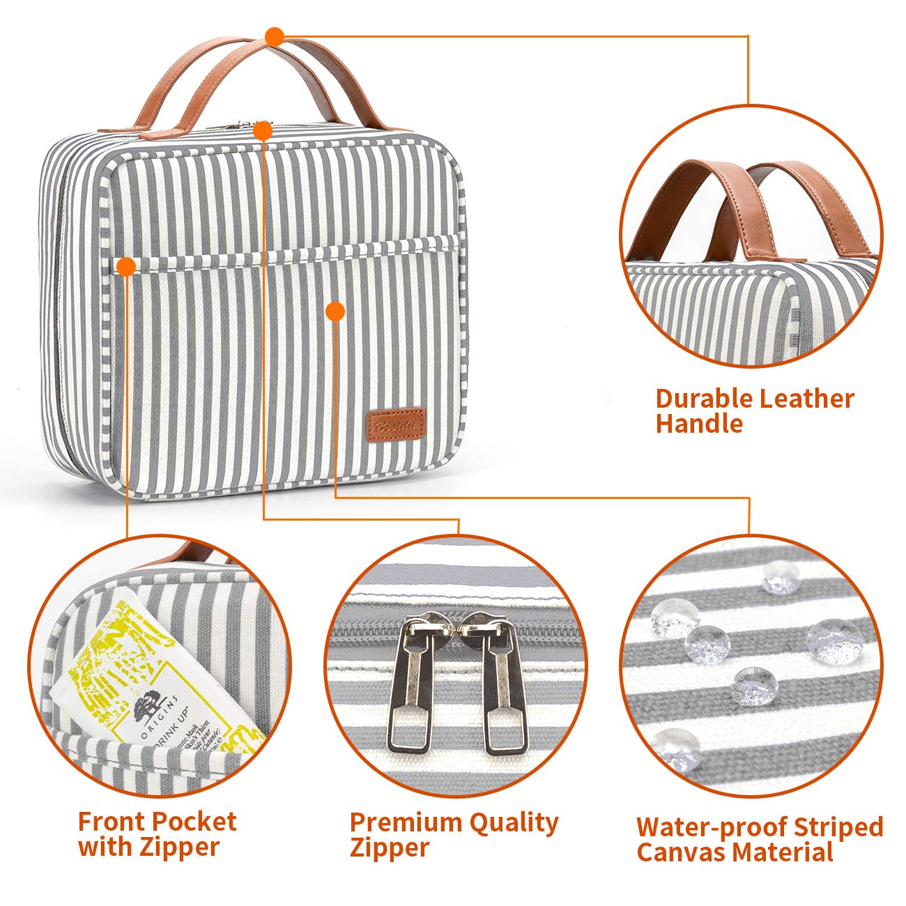 Bosidu Hanging Travel Toiletry Bag, Large Capacity Cosmetic Travel Toiletry Organizer for Women with 4 Compartments & 1 Sturdy Hook, Perfect for Daily Use/Valentines' Day