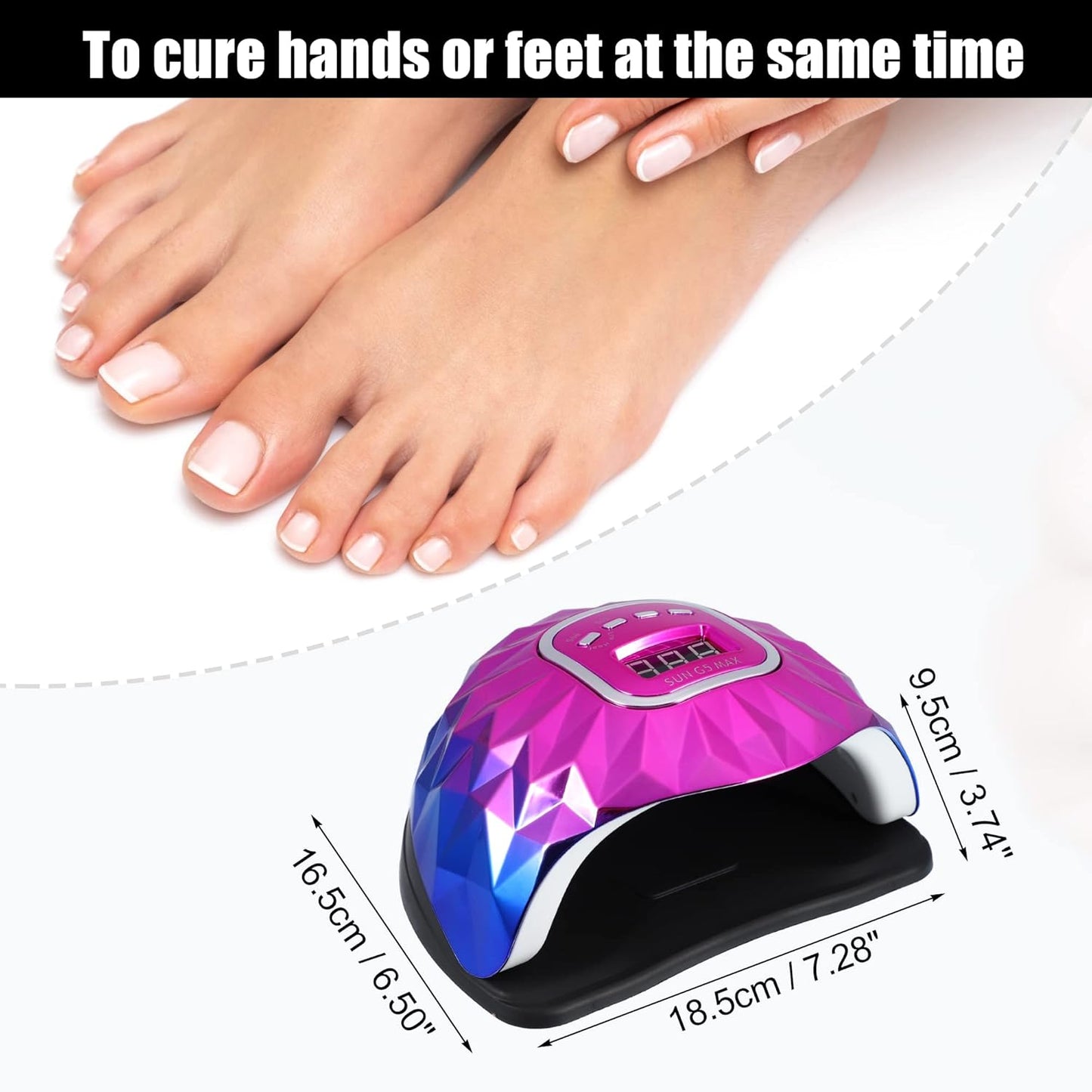 200W Portable UV-LED Nail Lamp with Sensor & 4 Timers - Fast Curing Gel Dryer