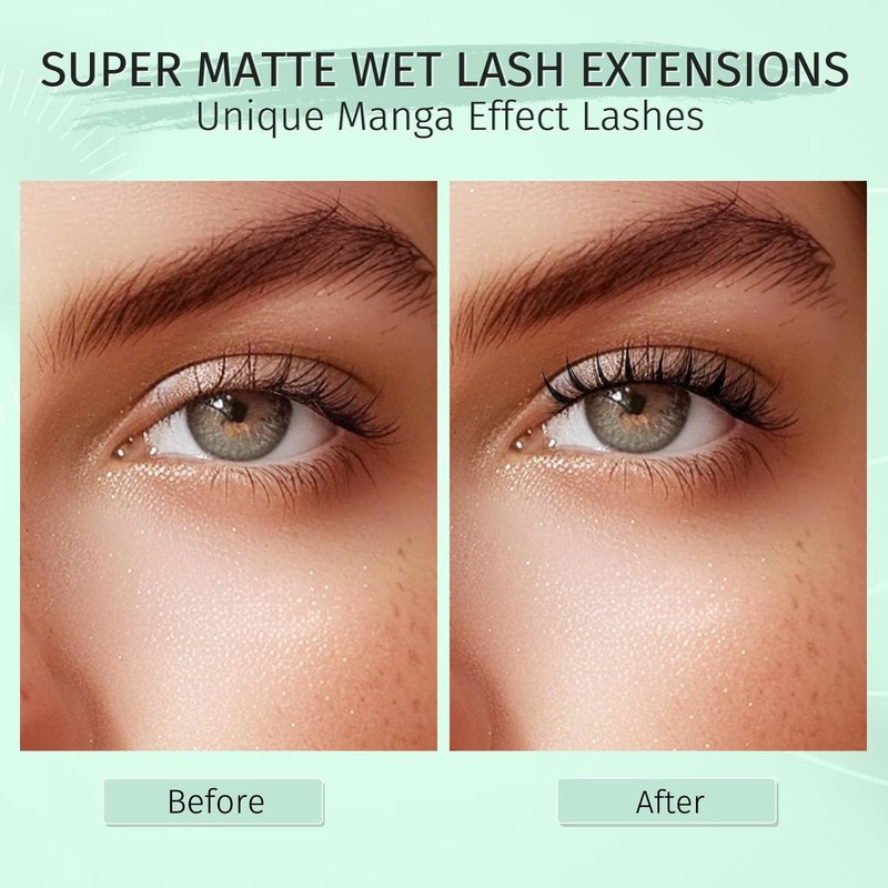 EMEDA Lash Spikes Wet Eyelash Extension Premade Spire Manga Individual Lashes 0.07 D Curl Wet Comic Lash Clusters DIY Anime Lash Extensions Super Matte (0.07 D Curl Mix 8-15mm)