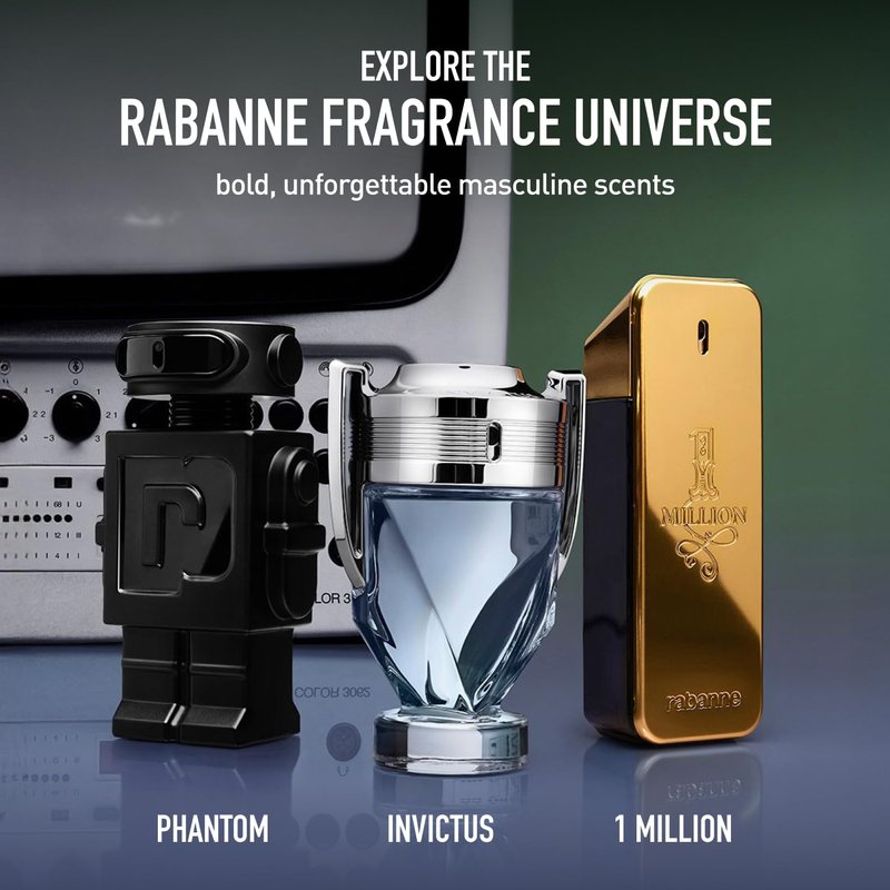 Rabanne Phantom Eau de Toilette for Men - Long Lasting Men's Fragrance, Aromatic Everyday Rebel Scent with Lavender, Lemon & Vanilla - Vegan Refillable Designer Cologne Spray, 3.4 oz